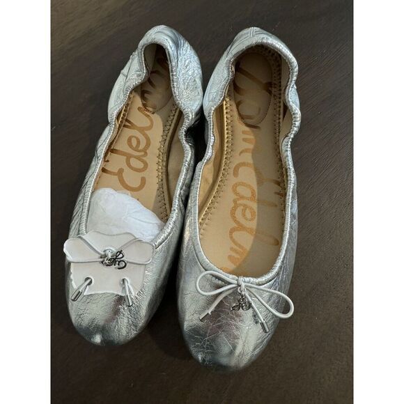 Sam Edelman Felicia Silver Metallic Leather Flats 6.5 Women’s - Picture 2 of 6
